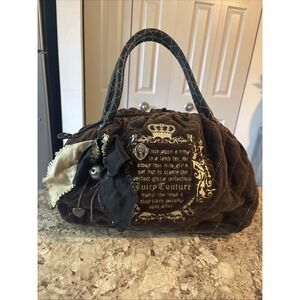 Rare Juicy Couture Velour Daydreamer "Once Upon a Time" Purse Bag Hobo Y2K Brown